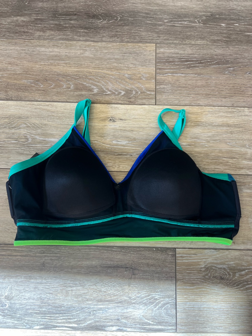 NWT Torrid wire free color blocked triangle bikini top blue green sz 2 swim - Picture 11 of 13